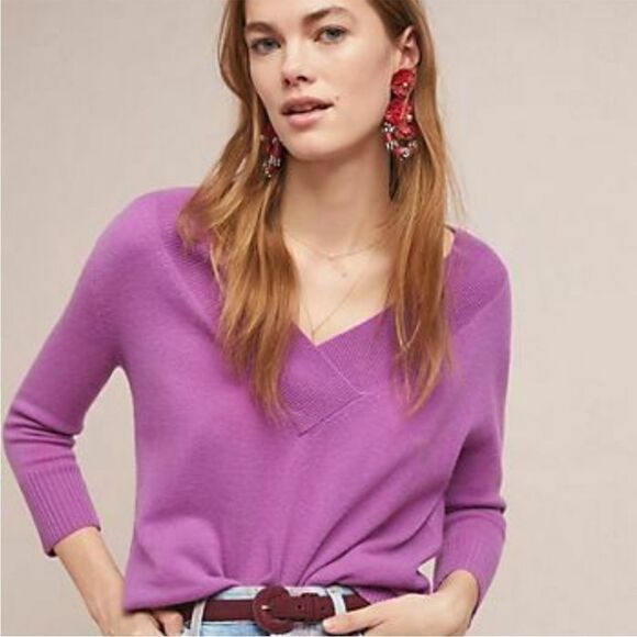 Anthropologie NAVY Cashmere Cassini Sweater Small - Picture 1 of 11